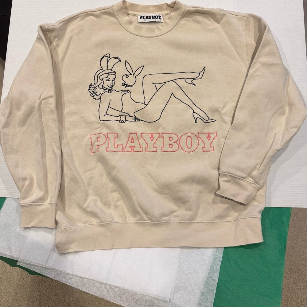 PLAYBOY Pacsun Beige Graphic Women's Sweater